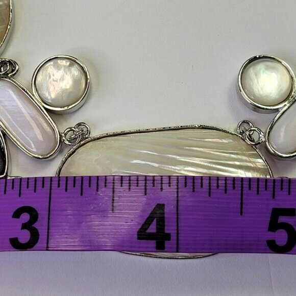 Huge Mother Of Pearl Style Bib Choker Necklace Statement Faux Pearl Necklace - Picture 10 of 11